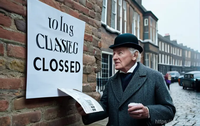 영국식 유머 특징 - **Prompt:** A classic, overcast London street scene. In the foreground, an elderly British gentleman...
