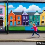 Home 21 아일랜드 분쟁과 굿프라이데이 협정 - A detailed street scene in Northern Ireland showing children of diverse religious backgrounds—Cathol...